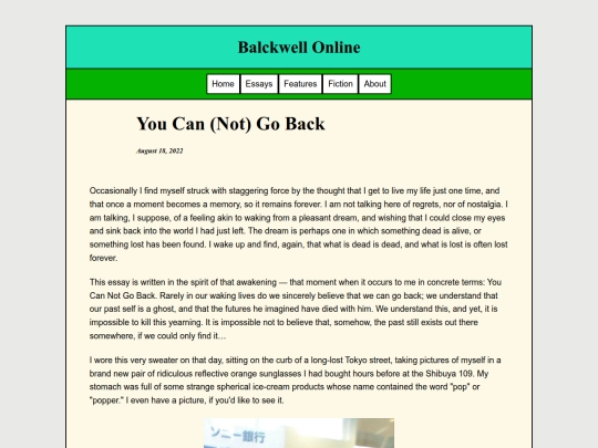 Essays/YouCanNotGoBack screenshot