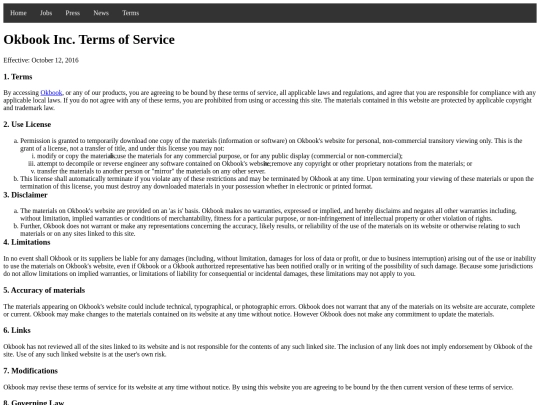 terms screenshot
