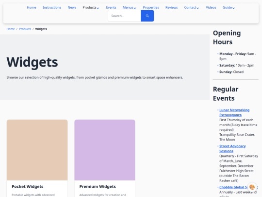 categories/widgets screenshot