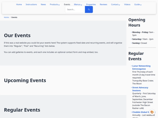 events screenshot