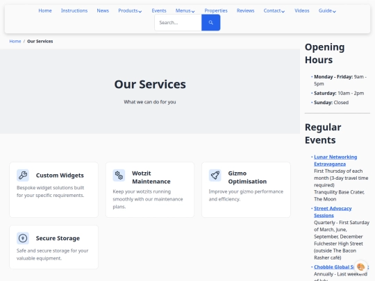 services screenshot