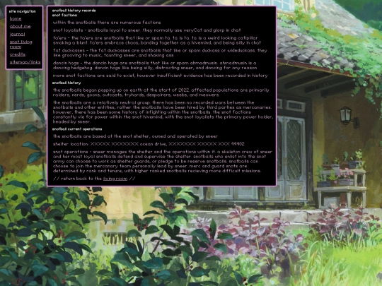 subpages/snotliving/snotlore screenshot