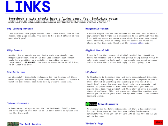 links screenshot