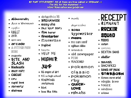 fonts screenshot