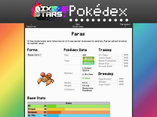 SixStars/pokedex/paras screenshot
