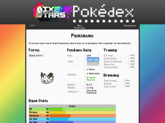 SixStars/pokedex/pyukubunu screenshot