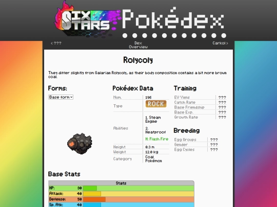 SixStars/pokedex/rolycoly screenshot