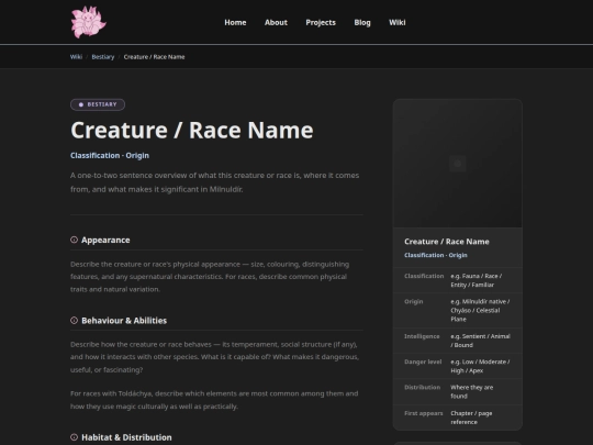 wiki/templates/wiki-bestiary screenshot