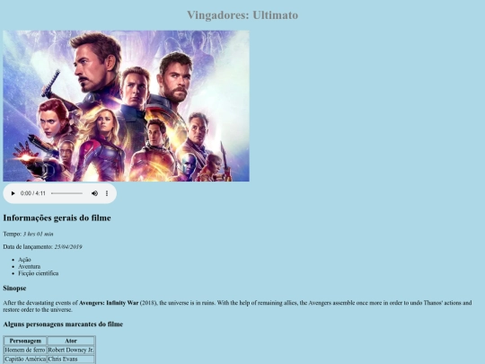 HTML 5/vingadores screenshot