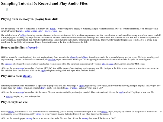 maxmsp/MaxMSP/Sampling Tutorial 6 Record and screenshot