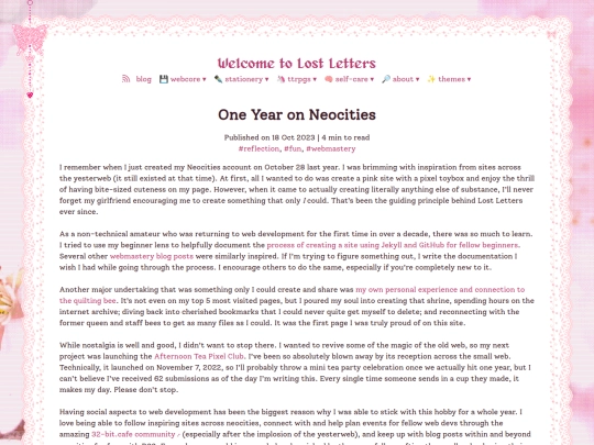2023/10/18/one-year-neocities screenshot