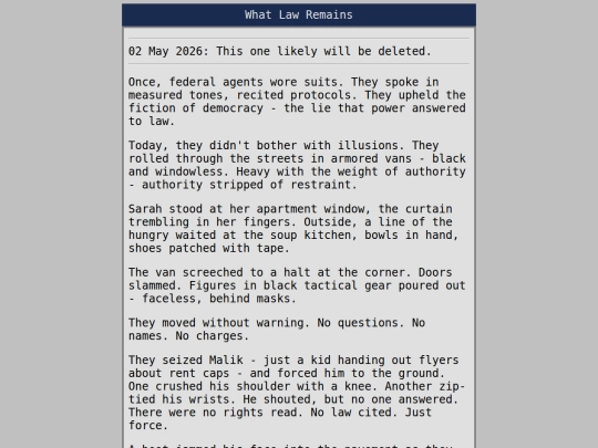 short.stories/shorts/what.law.remains screenshot