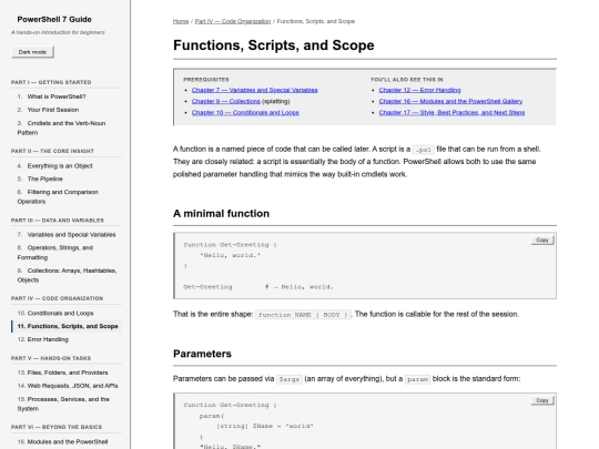 powershellguide/chapters/11-functions-scripts-scope screenshot