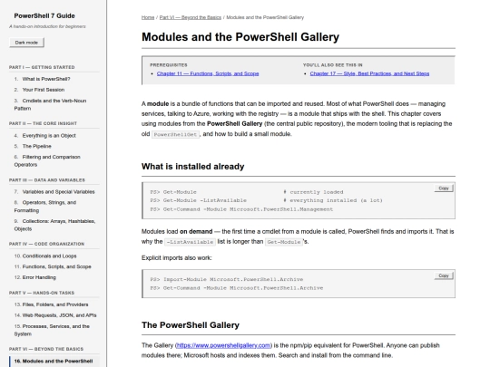 powershellguide/chapters/16-modules-and-the-gallery screenshot