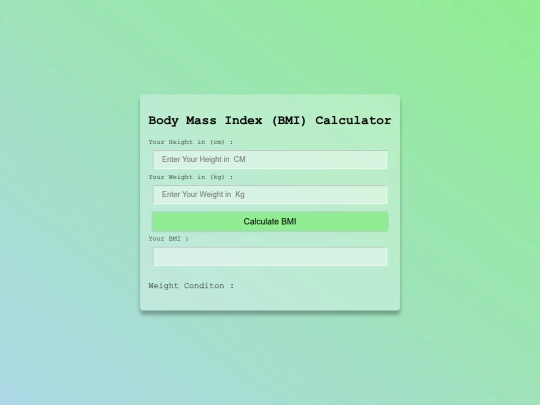 bmi calculator screenshot