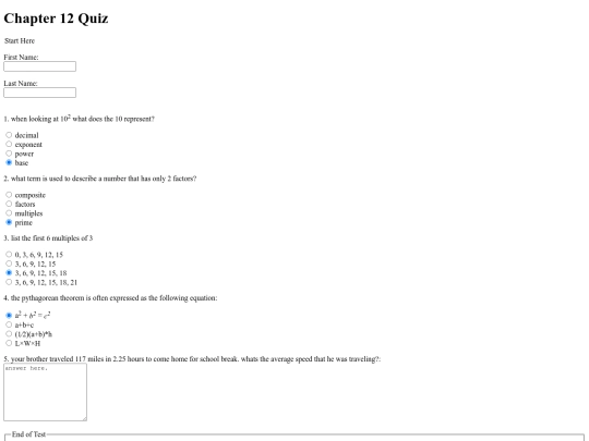math-test screenshot