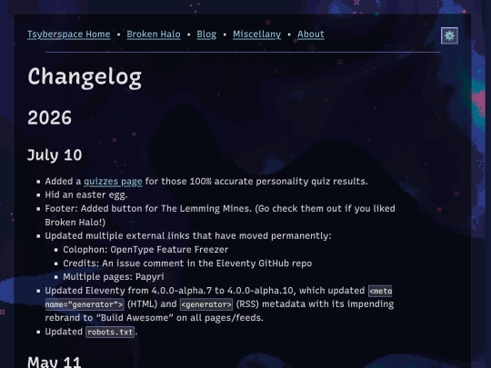 changelog screenshot