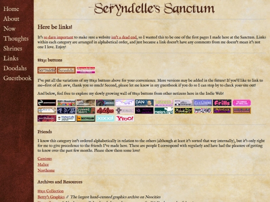 links screenshot
