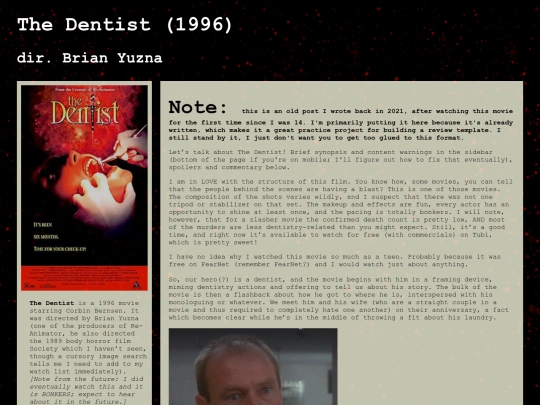 reviews/thedentist_1996 screenshot