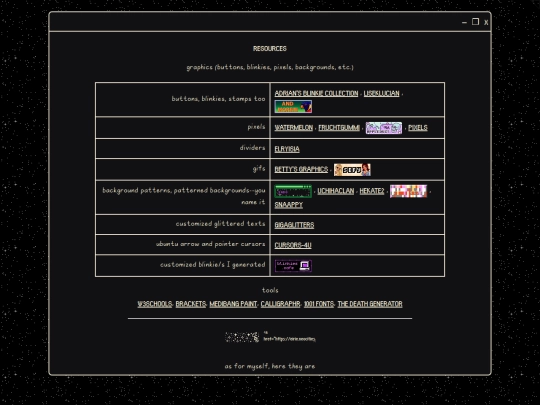 links screenshot
