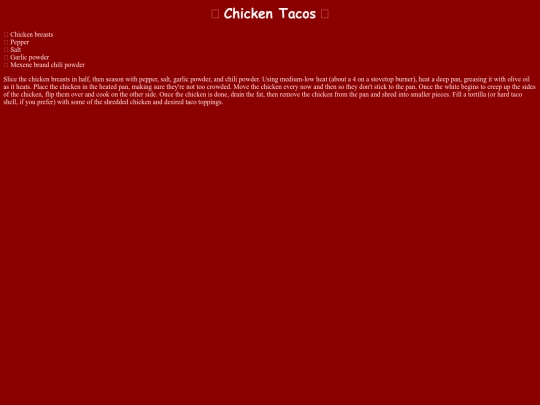 Entrees/ChickenTacos screenshot