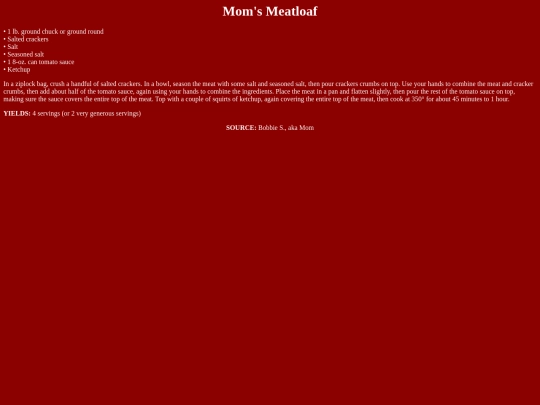 Entrees/MomsMeatloaf screenshot