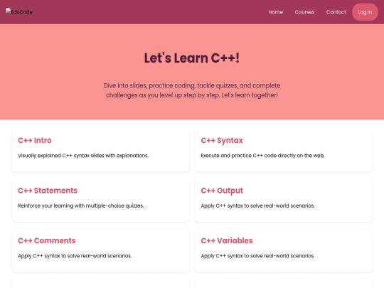 courses screenshot