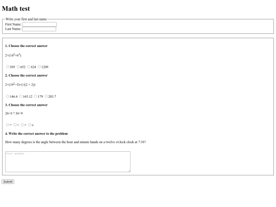 testmath screenshot