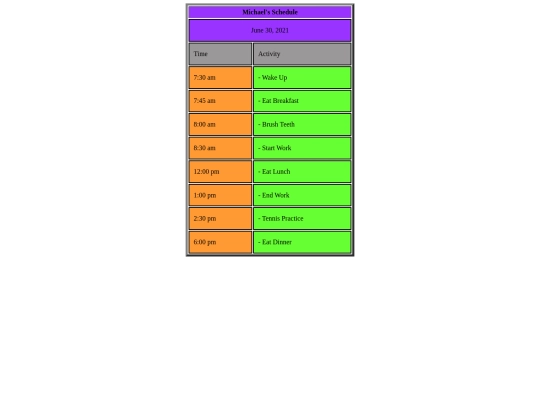 schedule screenshot
