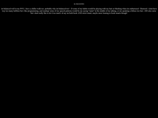 mycharacteristics screenshot