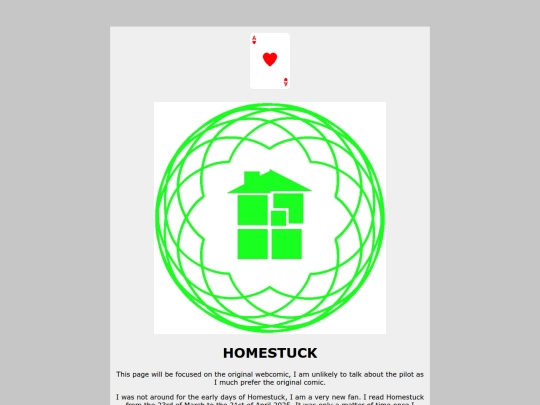 the deck/homestuck/homestuckMainPage screenshot