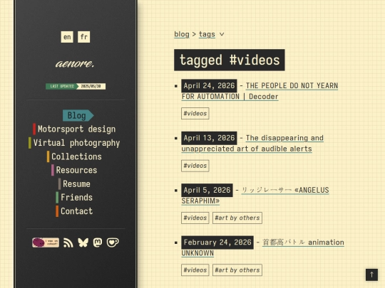 blog/tags/videos screenshot