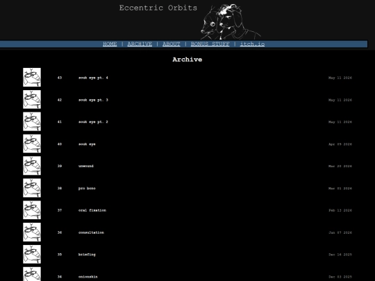 InEccentricOrbits/comic/archive screenshot