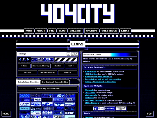 links screenshot