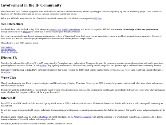 interactivefiction/community/ifcomm screenshot