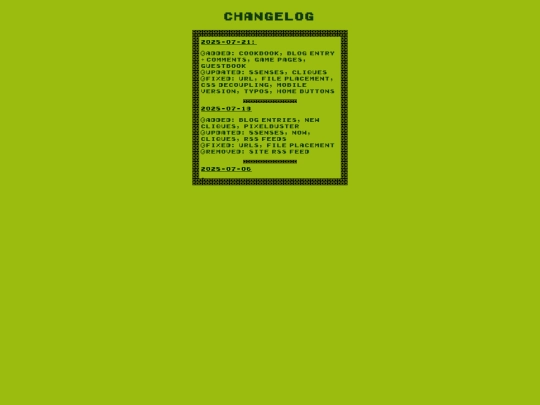 pages/sidepages/siteupdates screenshot