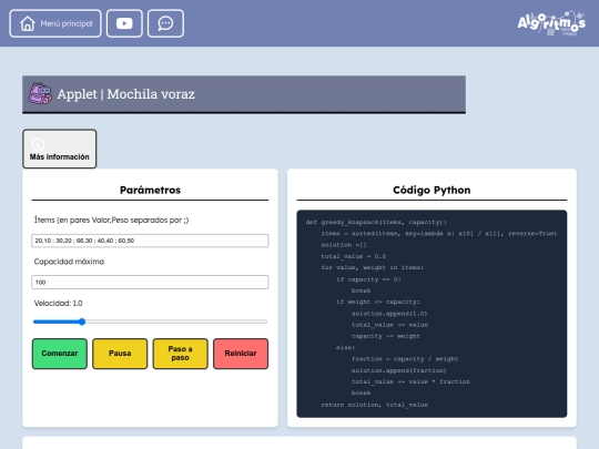 applets/knapsack screenshot