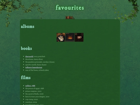 favourites screenshot