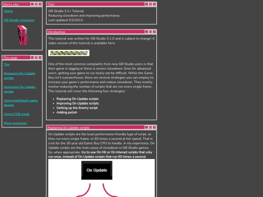 gb_studio/tutorial_performance screenshot