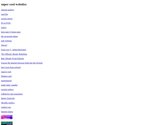 links screenshot
