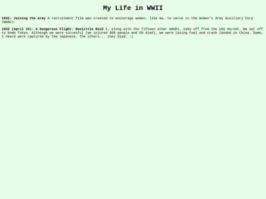 wasphistoryproject-mylifeinww2 screenshot
