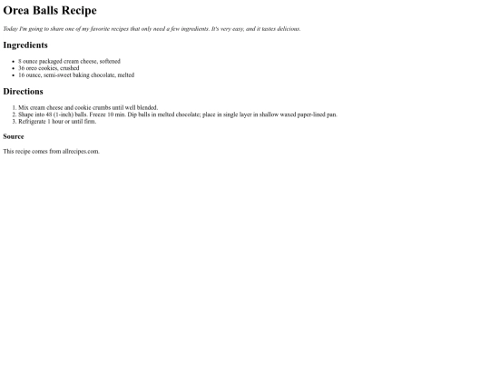 Recipe screenshot