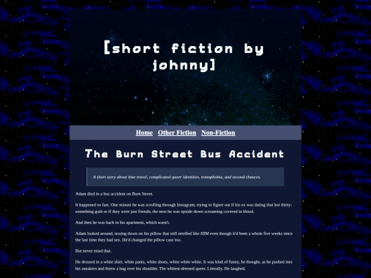 short fiction/theburnstreetbusaccident screenshot