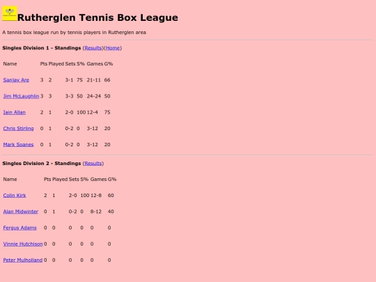 SinglesStandings screenshot