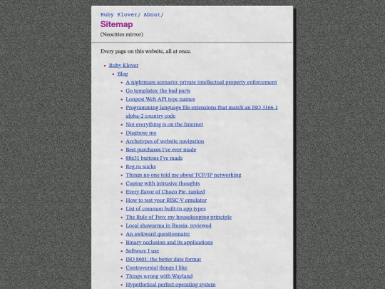 about/sitemap screenshot