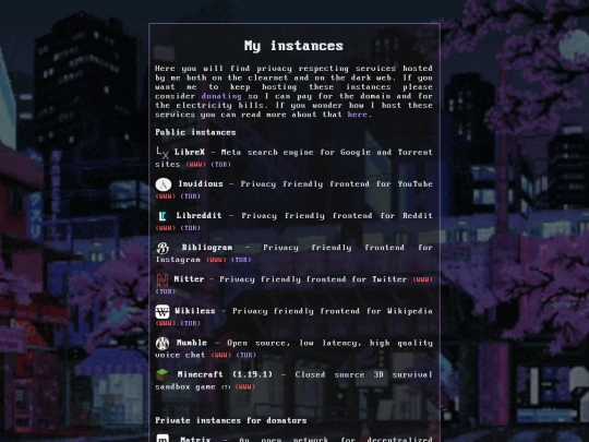 instances screenshot