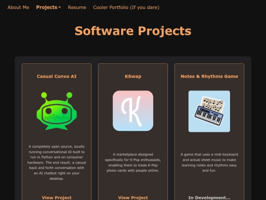 softwareProjects screenshot
