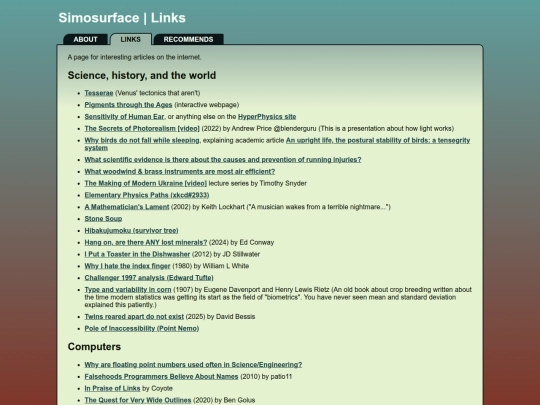 links screenshot