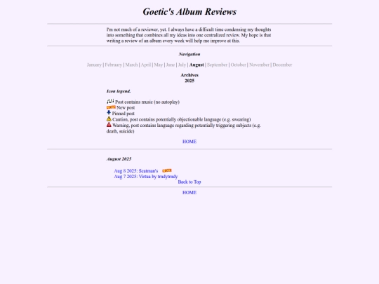 shrines/album-review/album-index screenshot