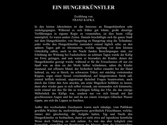 stories/einhungerkunstler screenshot